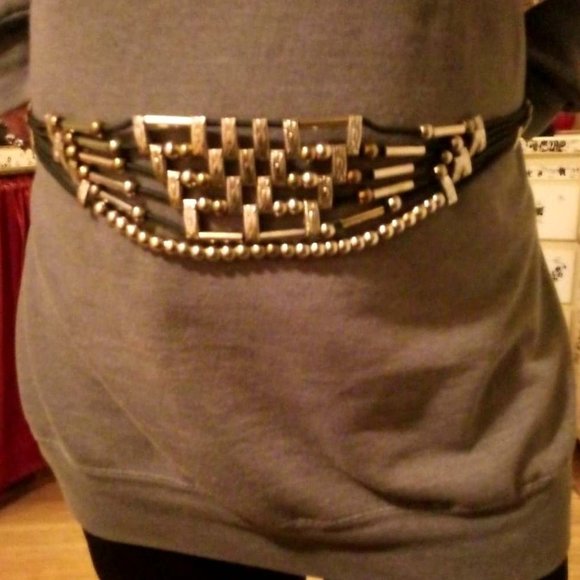 1970 silver tone and black rope belt. SHIPS FREE main image 6